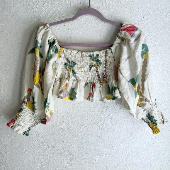 Place Nationale La Trayeuse Linen Top in Palm Trees Sz 1 Small - Picture 2 of 7